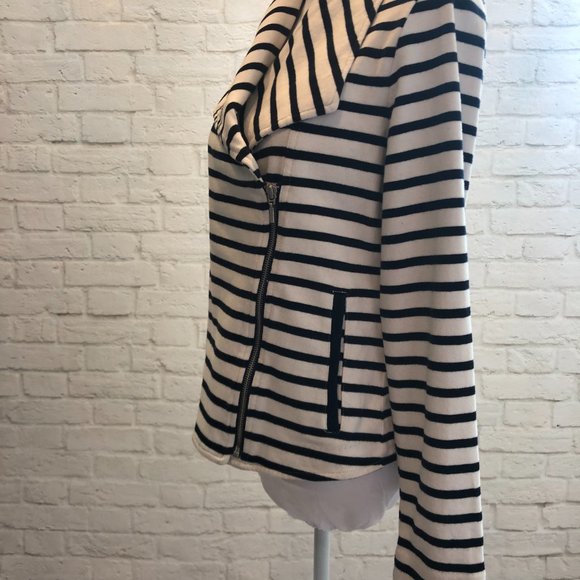 Gap Striped Cotton Moto Knit Jacket, Size M - Picture 5 of 9